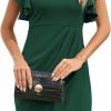 Wholesale IHOT Ihot Women'S V Neck Ruffle Sleeve Bodycon Sheath Wrap Ruched Casual Cocktail Party Work Dresses