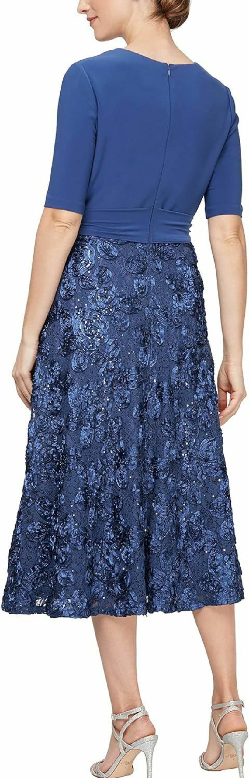 Clearance Alex Evenings Alex Evenings Women'S Tea Length Dress With Rosette Detail