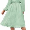 Clearance IN'VOLAND In'Voland Women'S Plus Size Swiss Dot Long Sleeve Chiffon Dress Flowy High Waist A Line Ruffle Babydoll Midi Dresses 16W-24W