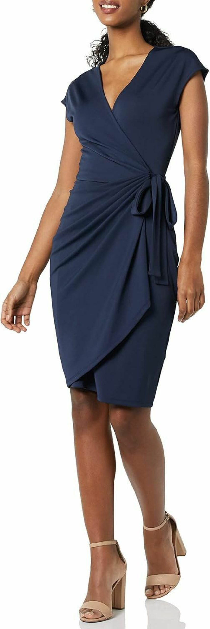 Best Amazon Essentials Amazon Essentials Women'S Classic Cap Sleeve Wrap Dress (Available In Plus Size)