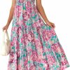 Best ZCSIA Zcsia Women'S 2024 Summer Boho One Shoulder Sleeveless Solid Color Ruffle Beach Party Tiered Midi Dress