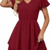 Hot FAPPAREL Fapparel V-Neck Ruffle Sleeve Dresses Casual Summer Dress For Women Wedding Guest Clothes