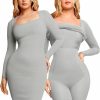 Clearance Popilush Popilush Shapewear Dress 9 In 1 Bodycon Dress With Built In Shapewear Long Sleeve Dresses For Women 2024