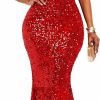 Best VERWIN Verwin Sequins Fashion Sleeveless Oblique Collar Mermaid Women'S Maxi Dress Bodycon Dress Party Dress