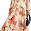 Best PRETTYGARDEN Prettygarden Women'S 2024 Fall Boho Maxi Dress Casual Long Sleeve V Neck Printed Beach Long Flowy Dresses