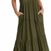 New BTFBM Btfbm Women Summer Casual Short Sleeve Dresses Crewneck Solid Color Maxi Dress Wedding Guest Dresses With Pockets