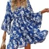 Best Jollycode Jollycode Women'S Spring Summer 2023 Floral Mini Dress Boho A Line Chiffon Dress Casual Batwing Sleeve Short Dress