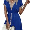 New PRETTYGARDEN Prettygarden Women'S Casual Summer Dresses Trimmed Short Sleeve V Neck Tie Front Flowy Dress