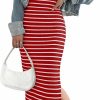 Clearance Floerns Floerns Women'S Striped Strapless Textured Rib Tube Top Dress Split Thigh Bodycon Midi Dresses