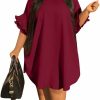 Hot Ekaliy Ekaliy Women'S Casual Vintage Ruffle Sleeve Loose Party Midi Plus Size Dress Casual Summer