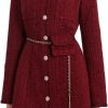 Best GOELIA Formal Mini Dress Long Sleeve Crewneck Button Up Tweed Dress For Women With Metal Button