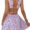 Hot Floerns Floerns Women'S Cut Out Backless Sleeveless Shirred Floral A Line Short Dress