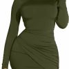 Wholesale GOBLES Gobles Women'S Long Sleeve Elegant Sexy Bodycon Ruched Mini Cocktail Dress