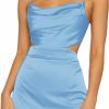 Best Verdusa Verdusa Women'S Draped Cut Out Crisscross Tie Backless Satin Cami Dress