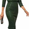 Hot Floerns Floerns Women'S Off Shoulder 3/4 Sleeve Sequin Evening Party Bodycon Midi Dress