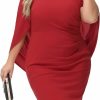 Clearance Hanna Nikole Hanna Nikole Plus Size Women Chiffon Cape Dresses Ruffle Style Midi Bodycon Cocktail Dress