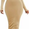 Best PRIMODA Primoda Women'S Turtleneck Long Sleeve Bodycon Maxi Dress Casual Long Dress