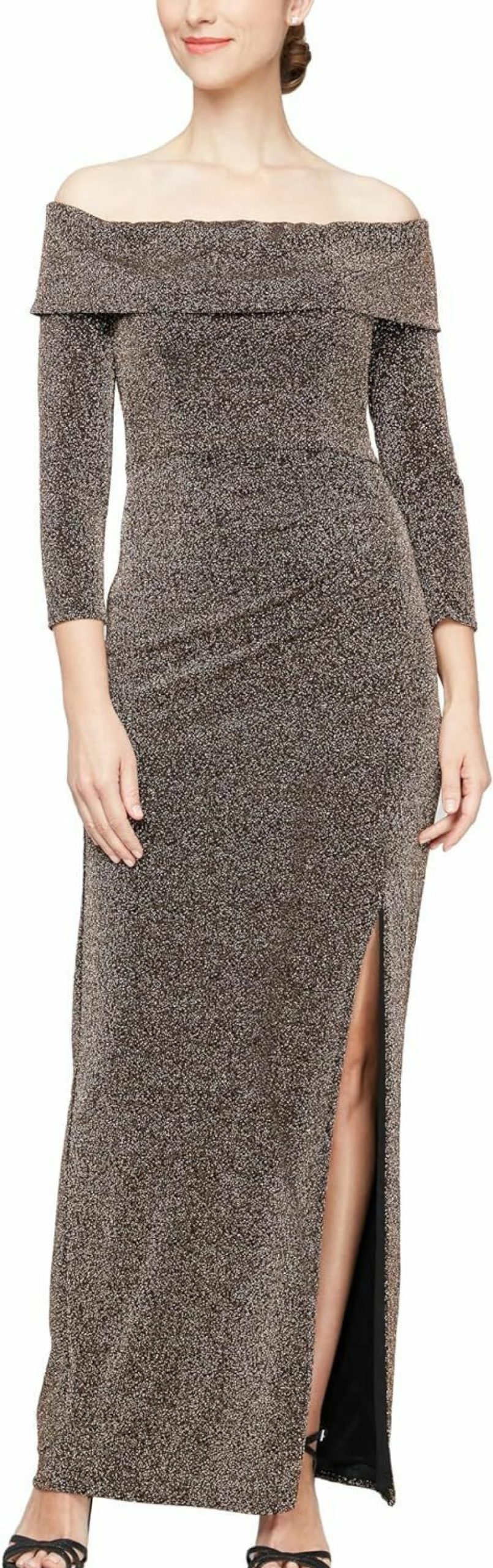 Clearance Alex Evenings Alex Evenings Women'S Long Foldover Off The Shoulder Dress