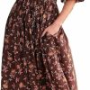 Hot Yuemengxuan Women Spring Dresses Flowy Smocked Maxi Dress Puff Sleeve Sweetheart Y2K Floral Boho Summer Sundresses