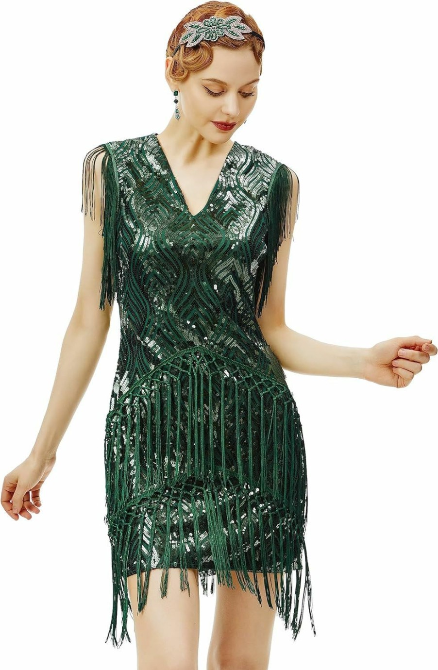 Wholesale BABEYOND Babeyond 1920S Flapper Dress Long Fringed Gatsby Dress Roaring 20S Sequins Beaded Dress Vintage Art Deco Dress