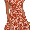 Hot HOTOUCH Hotouch Women Printed Dress For Summer Short Ruffle Sleeve Dress Tiered Mini Dress With Pockets