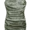 Best GORGLITTER Gorglitter Women'S Tie Dye Ruched Bodycon Mini Dress Drawstring Ribbed Knit Sleeveless Short Dresses