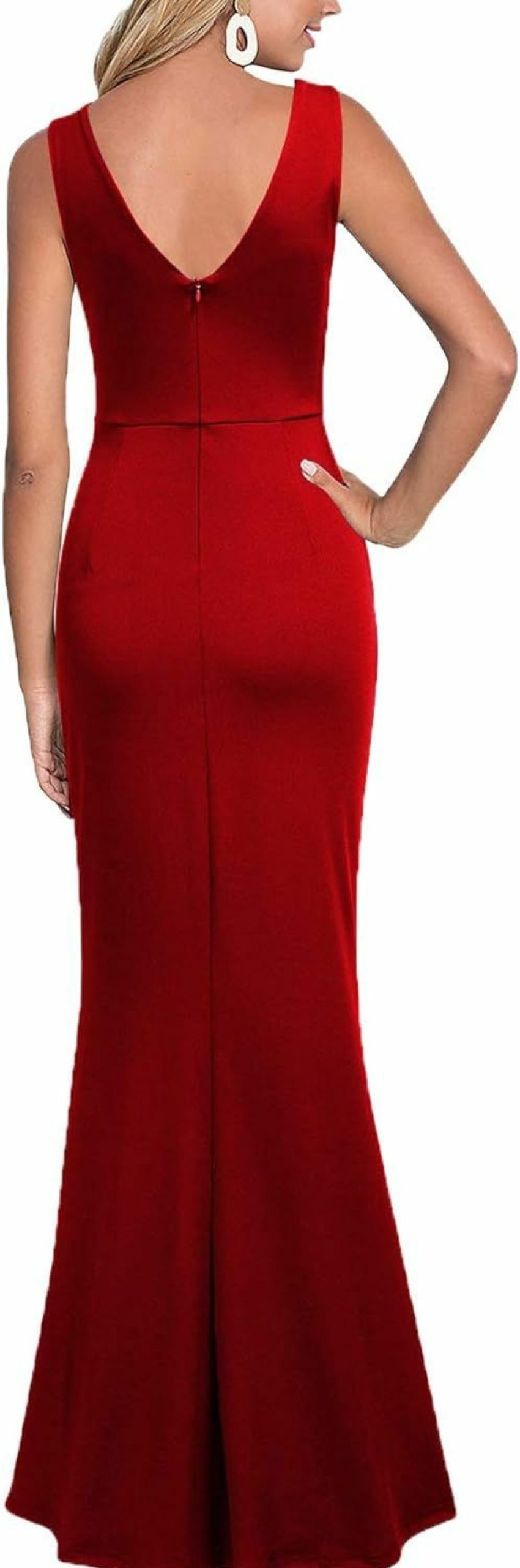 Clearance WOOSEA Woosea Women Sleeveless V Neck Split Evening Cocktail Long Dress