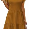 Hot HOTOUCH Hotouch Women'S Casual Tiered Dress With Pockets V Neck Ruffle Dress Cap Sleeve Swing Mini Dress A-Line Dresses