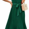 Wholesale KIRUNDO Kirundo Women'S 2024 Summer Sleeveless Halter Neck Pleated Midi Cocktail Dresses A Line Flowy Beach Sun Dress With Belt