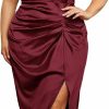 Clearance KIMCURVY Kimcurvy Women'S Plus Size Maxi Satin Spaghetti Strap Cowl Neck Party Cami Ruched Dress For Weding Cocktail Party