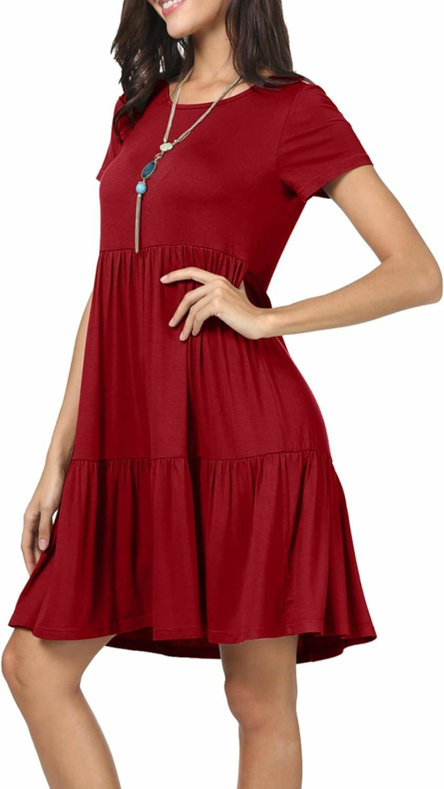 New levaca Levaca Women Summer Ruffle Loose Swing Casual Dress