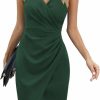 Online oten Oten Women'S Sleeveless V Neck Asymmetrical Bodycon Faux Wrap Cocktail Party Dresses Ruched Wedding Guest Formal Short Dress