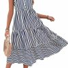 Online Floerns Floerns Women'S Striped Print Notched Neck Sleeveless Ruffle A Line Midi Dress