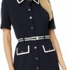 New Tommy Hilfiger Tommy Hilfiger Women'S Removable Belt Point Collar Logo Enamel Buttons Dress