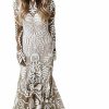 Clearance SUFUTOP Women'S Western Wedding Dress With Train 2 Pieces Long Sleeves Floral Lace Sheath Country Bridal Gown For Bride