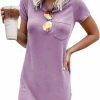 Hot Ladiyo Ladiyo Women T Shirt Dress Summer Fashion Mini Dress Crew Neck Short Sleeve Dress Solid Color Casual Dress With Pocket