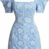 Best SOLY HUX Soly Hux Women'S Floral Square Neck Puff Short Sleeve Mini Dress High Waist Summer Boho Short Dresses