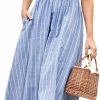 Online Miessial Miessial Women'S Striped Linen Midi Dress Elegant Square Neck Ruffle Cap Sleeves Maternity Dress 2024 Summer Beach Dress