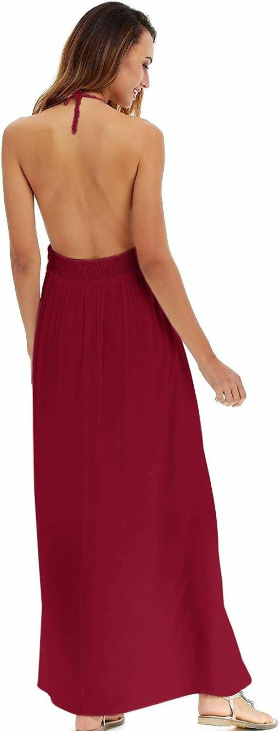 Wholesale LILBETTER Lilbetter Women'S Beach Crochet Backless Bohemian Halter Maxi Long Dress