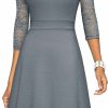 New HOMEYEE Homeyee Women'S Round Neck Hollow Out Lace Patchwork Retro Party Dresses A234