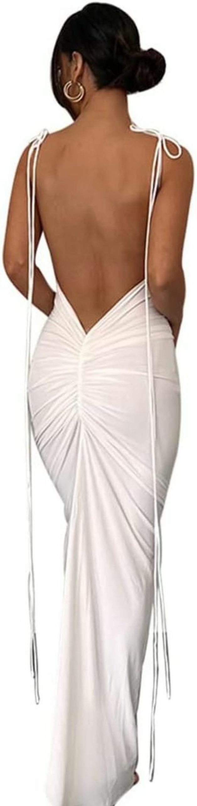 Wholesale ABYOVRT Women Sexy Backless Dress Bodycon Sleeveless Open Back Maxi Dress Going Out Elegant Party Cocktail Long Dress