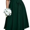 Clearance SCOMCHIC Womens Plus Size Summer Short Sleeve Wrap V Neck Belted Ruffle A-Line Flowy Wedding Guest Cocktail Midi Dress