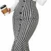 Hot Floerns Floerns Women'S High Waist Button Design Plaid Print Suspender Pinafore Midi Dress