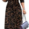 Best FANDEE Fandee Plus Size Maxi Dress For Women Casual Summer Sundress V-Neck 3/4 Sleeve