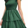 Hot Byinns Byinns Womens Square Neck Sleeveless Ruffle Dress High Waist Backless Tiered Smocked Strappy Casual Short Mini Dresses