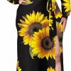 Best FANDEE Fandee Women'S Plus Size Maxi Dresses 3/4 Sleeve Casual V Neck Dress With Belt Pockets