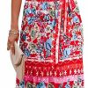 Hot ACOSAP Acosap Women'S Mexican Dress Summer Floral Print Off The Shoulder Sleeveless Beach Long Maxi Dress