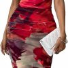 Hot GORGLITTER Gorglitter Women'S Backless Mesh Ruched Bodycon Midi Dress Tie Dye Asymmetrical Cami Dresses With Slit