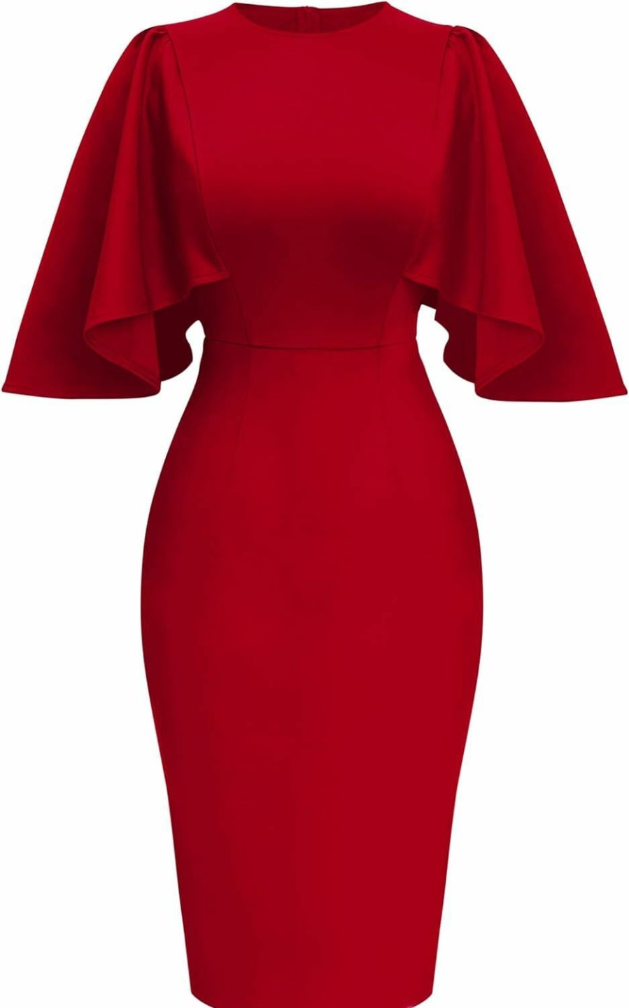 Wholesale Memoriesea Memoriesea Women'S Ruffle Flared Sleeve Bodycon Pencil Formal Cocktail Midi Dress