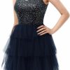 Wholesale Dressystar Dressystar Women'S Sparkly Sequin Glitter Dress Sexy Spaghetti Strap Cocktail Party Club Dress Tulle Tiered Prom Mini Dress